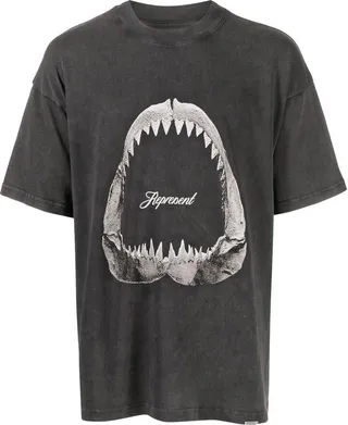 shark-print cotton T-shirt