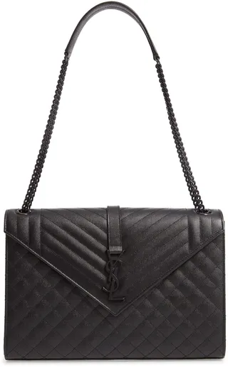 Large Envelope Calfskin Leather Shoulder Bag