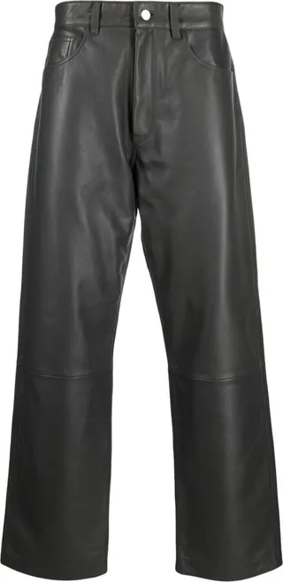 Wide-Leg Leather Trousers