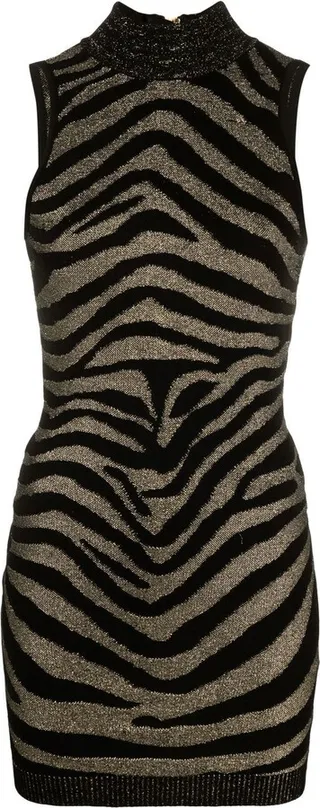 Zebra-Print Knitted Minidress