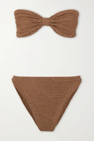 Hunza G - + Net Sustain Jean Seersucker Bandeau Bikini - Brown