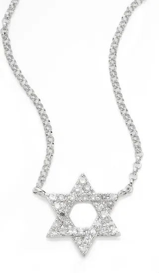 Women's Diamond & 14K White Gold Star of David Pendant Necklace