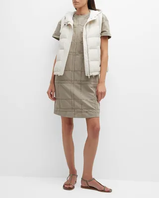 Paillette Check Cotton Felpa T-Shirt Dress