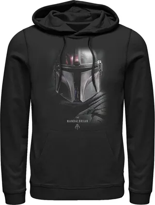 Men's Star Wars The Mandalorian Bounty Hunter Shadow Pull Over Hoodie - Black - X Large