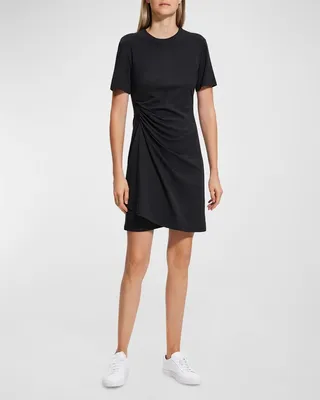 Clinton Knit Side-Drape Mini Dress