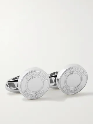Logo-Engraved Palladium-Plated Cufflinks