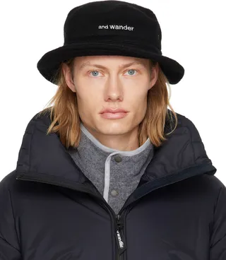 and wander Black Brushed Bucket Hat