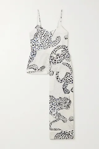 Desmond & Dempsey - Printed Organic Cotton Pajama Set - Cream