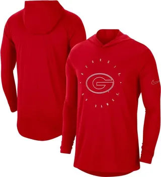 Men's Nike Red Georgia Bulldogs Campus Tri-Blend Performance Long Sleeve Hooded T-shirt