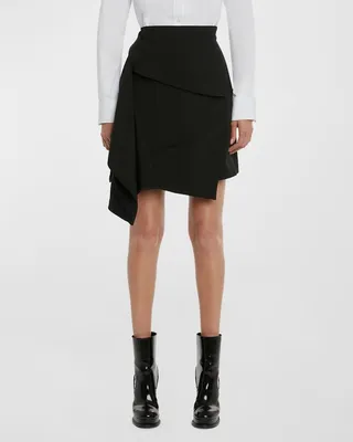 Asymmetric Tailored Wrap Mini Skirt