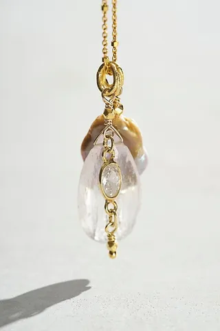 Robindira Unsworth Kunzite + Freshwater Pearl Necklace by Robindira Unsworth at Free People