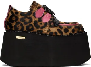 GCDS Brown Animalier Commando Platform Derbys