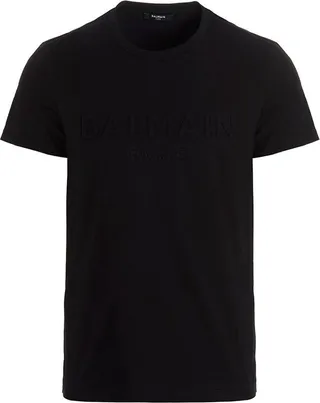 Balmain Logo Embossed Crewneck T-Shirt