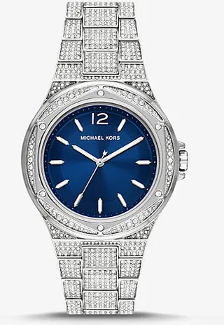 Oversized Lennox Pavé Silver-Tone Watch