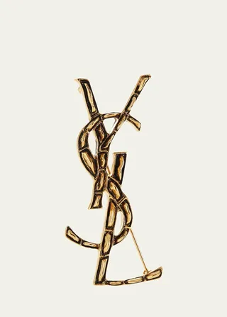Crocodile Textured YSL Brooch