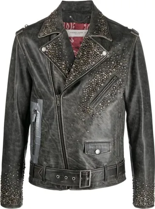 Leather Stud-Detailing Jacket