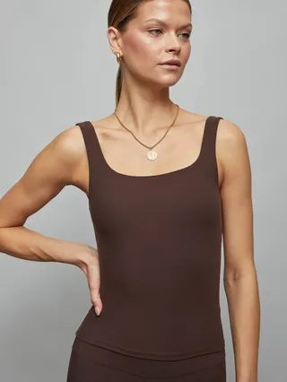 Wide Scoop Bra Tank in Melt - Dark Oak
