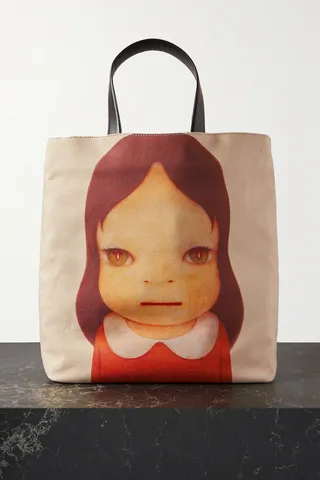 Stella McCartney - + Yoshitomo Nara Twins I Vegetarian Leather-trimmed Printed Canvas Tote - Neutrals