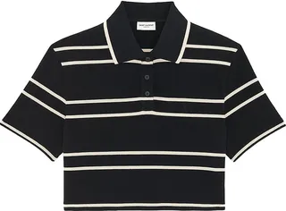 Cassandre Cropped Polo in Cotton Piqué