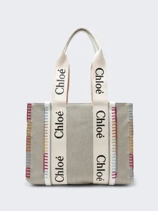 Medium Woody Tote Bag White