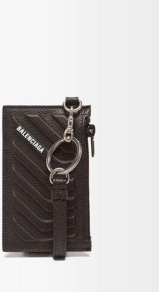 Logo Embossed-leather Keyring Cardholder