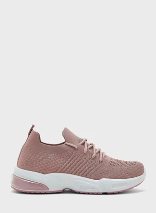 Textured Knit Lace Up Comfort Shoe