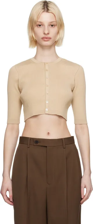 AURALEE Beige Rib Cardigan