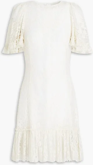 The Midnight Mystical gathered Leavers lace mini dress