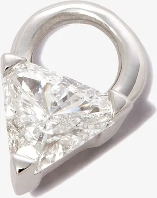 18K White Gold Diamond Triangle Charm