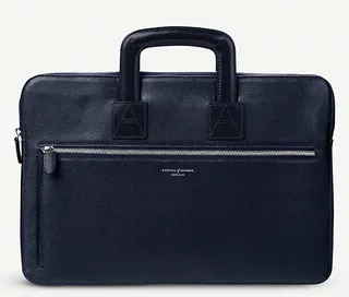 Mens Navy Connaught Leather Document Case