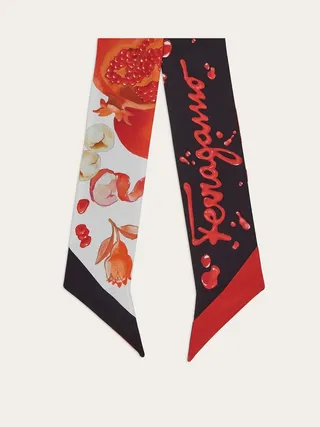 Ferragamo Women Pomegranate print twilly band Beige