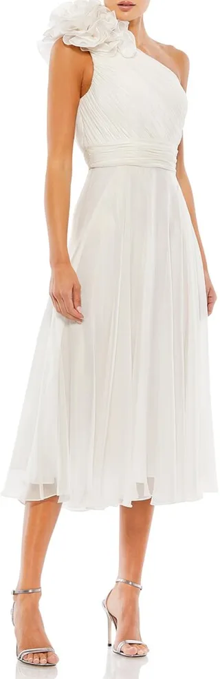 One Shoulder Tea Length Dress