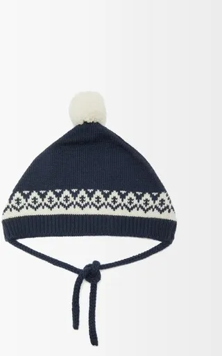Geometric-jacquard Wool Bobble Hat