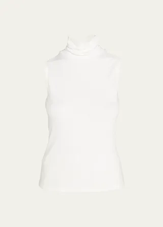 Sleeveless Turtleneck Ribbed Sweater