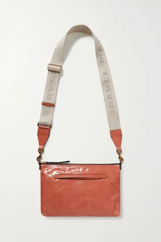 Isabel Marant - Nessah Crinkled Glossed-leather Shoulder Bag - Orange