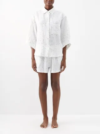03 Floral-print Linen Shirt And Shorts Set