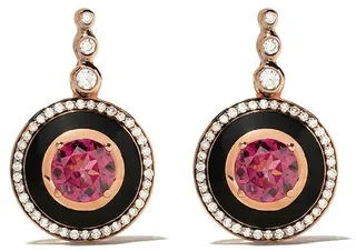 18kt rose gold diamond rhodolite Mina earrings