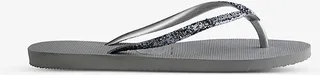 Womens Steel Grey Slim Glitter II Rubber Flip-flops