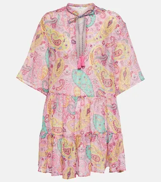 Paisley cotton and silk minidress