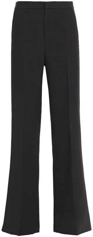 Crystal-embellished crepe flared pants