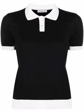 Short-Sleeved Wool Polo Top