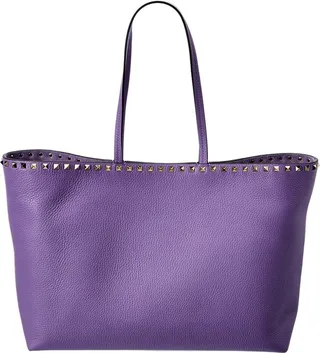 Valentino Rockstud Large Grainy Leather Shopper Tote