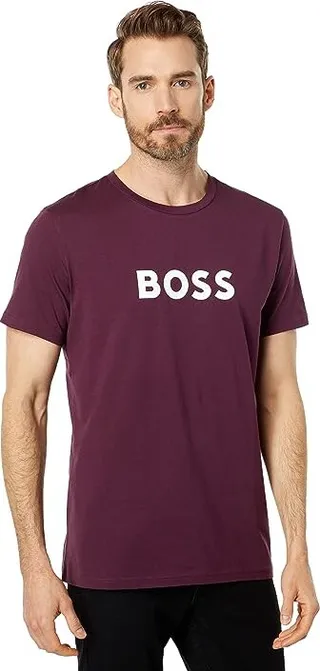 BOSS Big Logo Cotton Short Sleeve T-Shirt (Dark Purple) Men's Clothing