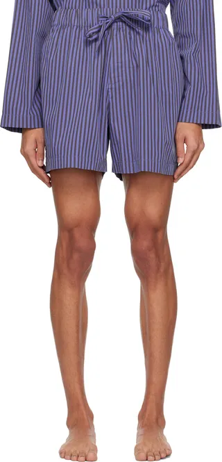 Tekla Blue Oversized Pyjama Shorts