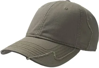 Atlantis Hurricane Weathered 6 Panel Cap With Raw Edges - Olive