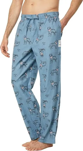 Life is Good Stay True Dog Pattern Classic Sleep Pants (Smoky Blue) Men's Clothing