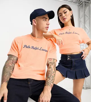 Polo Ralph Lauren x ASOS exclusive collab terrycloth T-shirt in orange with chest script logo