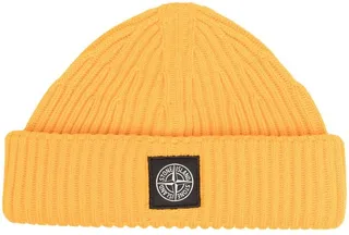 Compass-motif ribbed beanie