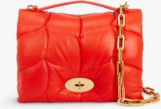 Womens Coral Orange Softie Leather Shoulder bag