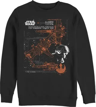 Men's Star Wars The Last Jedi Poe Dameron X-Wing Sweatshirt - Black - X Large